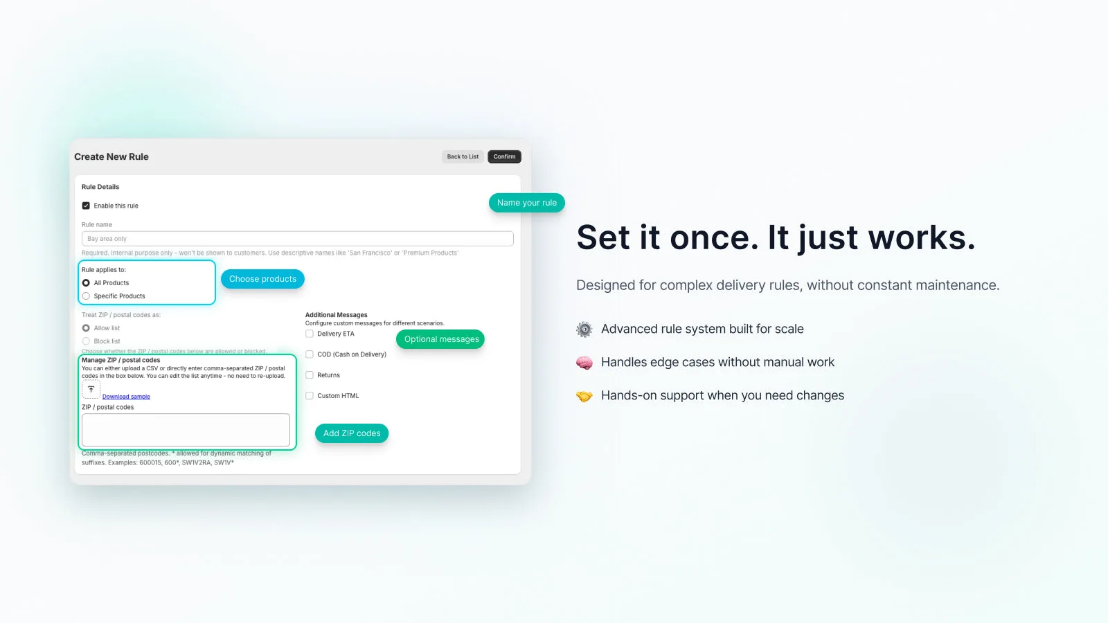 Zipprover Shopify delivery availability rule editor